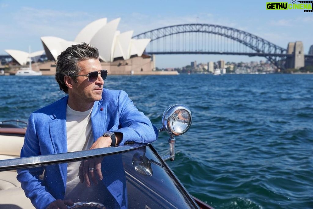 Patrick Dempsey Instagram - Beautiful sunny day cruising Sydney Harbour @tagheuer Styled by @warrenalfiebaker @isaia Grooming by @jilliandempsey