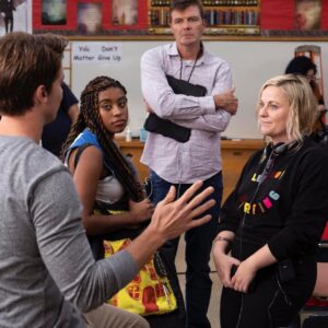 Patrick Schwarzenegger Instagram - MOXIE comes out today on @netflix 

If you have some time go check It out! It’s a really fun movie with important message & honestly what else is there to do at night 😂

Here are few flicks from behind the scenes. Amy Poheler I love you tons. Thanks for everything!! 

To the other cast members love y’all ❤️❤️
@hadleyrobinson @laurentsai @josietotah @heysydneypark @josephinelangford @nicotheduffer @charlie_hall @ikebarinholtz @alyciadelsol @anjelikaw