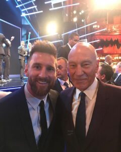 Patrick Stewart Instagram - The time I met a God… Congratulations to @LeoMessi and Argentina on their marvelous play. ⚽️🇦🇷 #Messi #Argentina #WorldCup