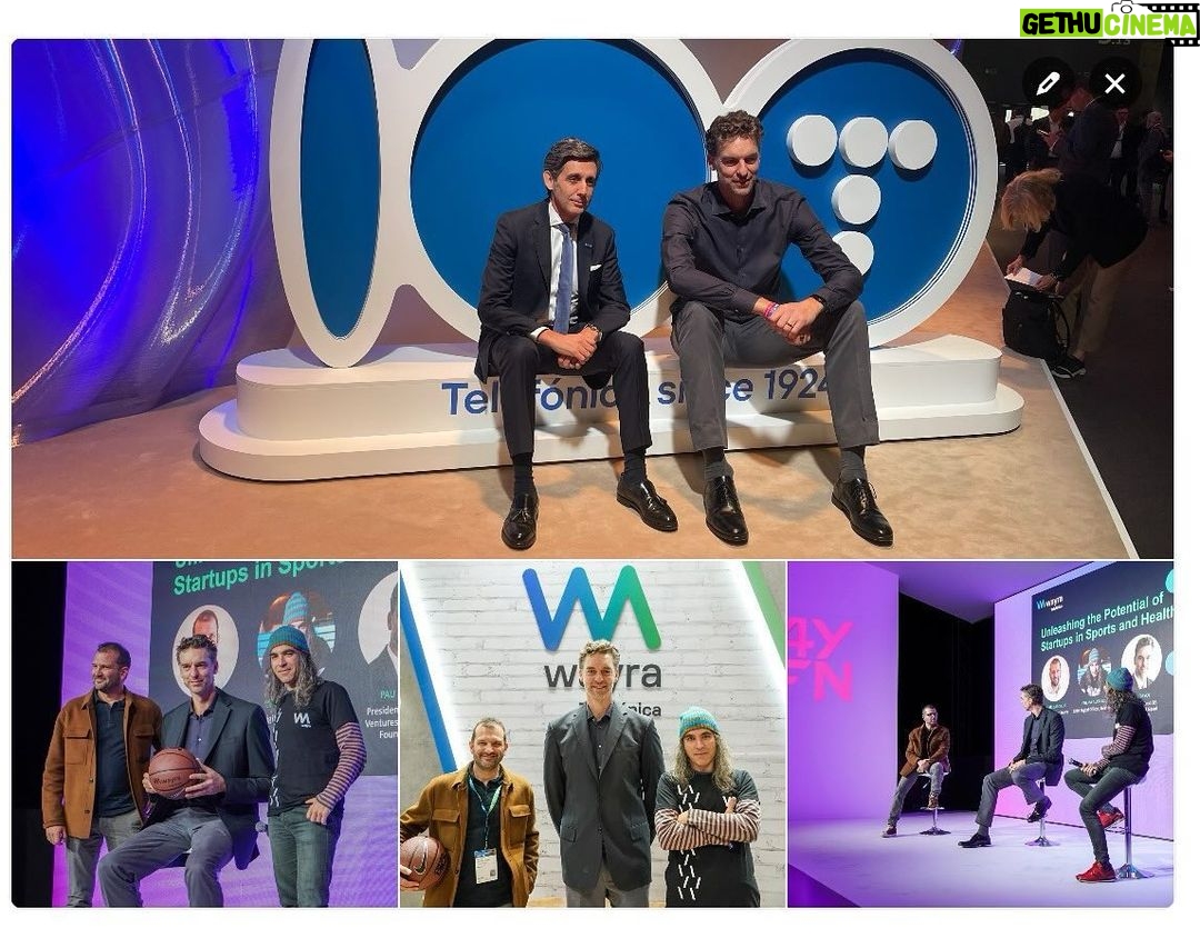 Pau Gasol Instagram - Día muy emocionante en el #MWC24 con @jmalvpal y todo su equipo! Además, ha sido un placer conversar junto a @chemaalonso y @SaboridoAndres sobre el potencial de las startups en el ámbito del deporte y el bienestar.