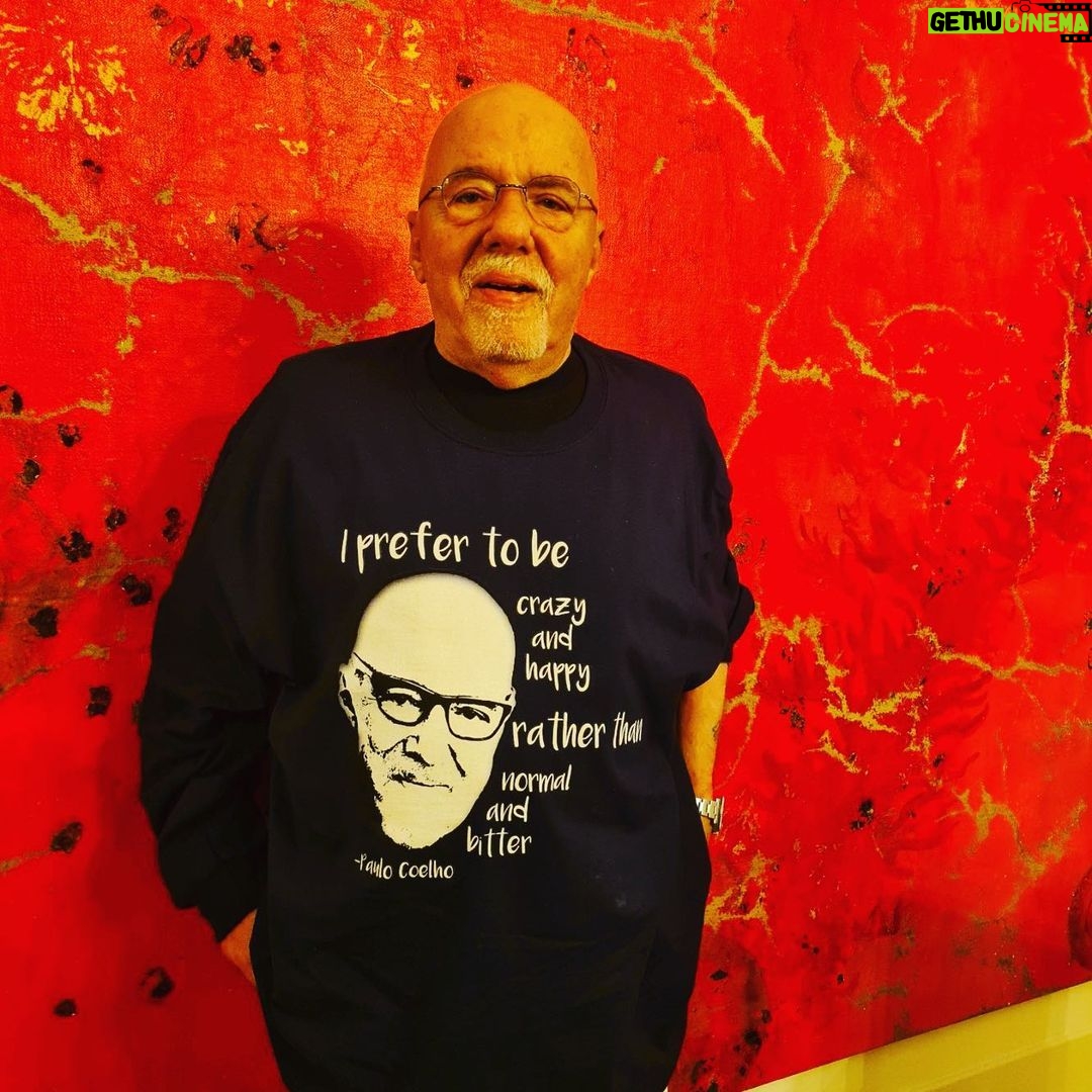 Paulo Coelho Instagram - I found this "pirate" T-shirt by chance on internet. 3x my size...