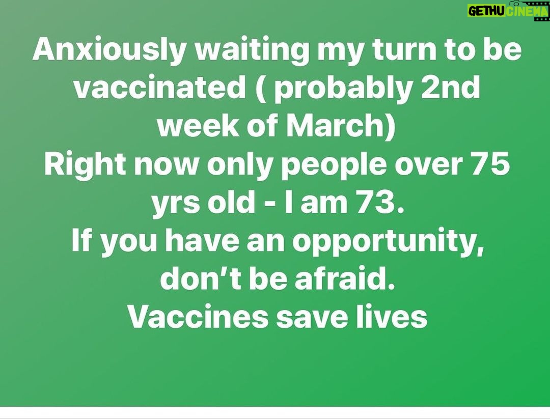 Paulo Coelho Instagram - Anxiously waiting my turn to be vaccinated ( probably 2nd week of March) Right now only people over 75 yrs old - I am 73. If you have an opportunity, don’t be afraid. Vaccines save lives
