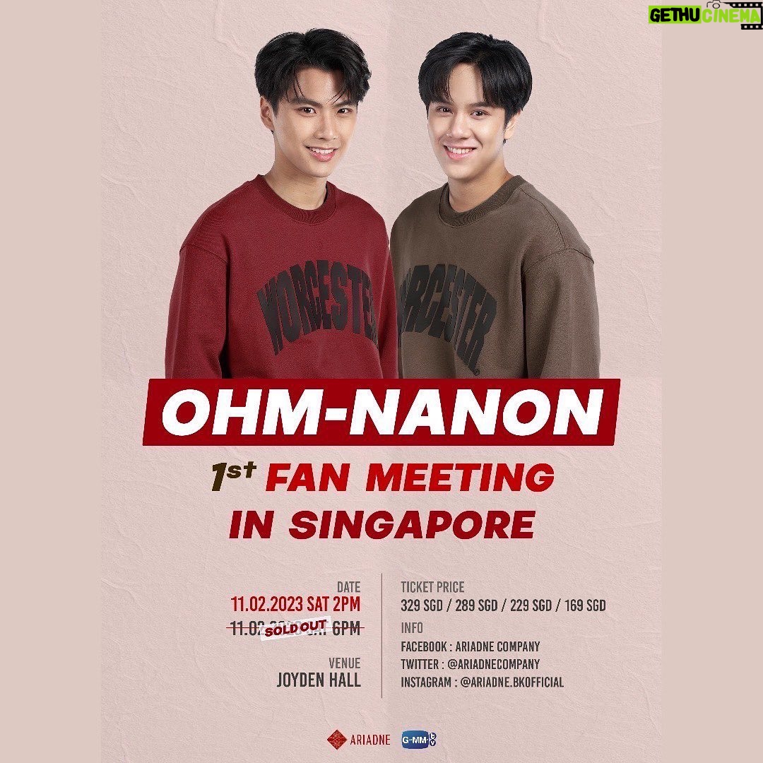 Pawat Chittsawangdee Instagram - Hello Singapore Fans, 💚❤️ I’m excited to be there and meet all of you. We prepare a great show for you. Don’t miss our first fan meeting “OHM-NANON 1st Fan Meeting in Singapore” Let's meet us at the event this 11 February at Joyden Hall For those who still didn’t get the ticket, The ticket for 2 PM showtime is still available with limited seats. 🔗 https://ticketmelon.com/ariadne/ohmnonon-sg-2pm สวัสดีแฟน ๆ ชาวสิงคโปร์ครับ 💚❤️ ผมตื่นเต้นมากๆ เลยที่จะได้พบกับแฟนๆ ทุกคนที่นั่น พวกเราได้เตรียมโชว์พิเศษที่จะมามอบให้กับแฟนๆ โดยเฉพาะ สําหรับใครที่ยังไม่มีบัตร ตอนนี้รอบการแสดงเวลา 14.00 น. ยังคงมีบัตรจำหน่ายอยู่นะครับ 🔗 https://ticketmelon.com/ariadne/ohmnonon-sg-2pm มาพบกับพวกเราในงานกันเยอะ ๆ นะครับ วันที่ 11 กุมภาพันธ์นี้ ที่ Joyden Hall #OhmNanon1stFMSG #OhmNanon #Ohmpawat #Mynameisnanon #ARIADNE #GMMTV