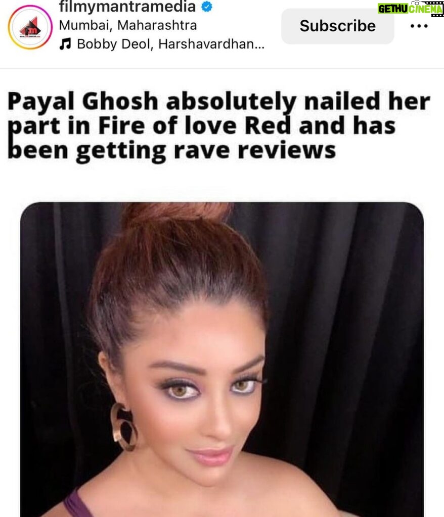 Payal Ghosh Instagram - Review of #fireoflovered 🙏🏻💓 #payalghosh 🖤🖤