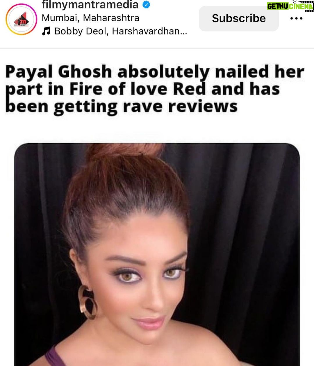 Payal Ghosh Instagram - Review of #fireoflovered 🙏🏻💓 #payalghosh 🖤🖤