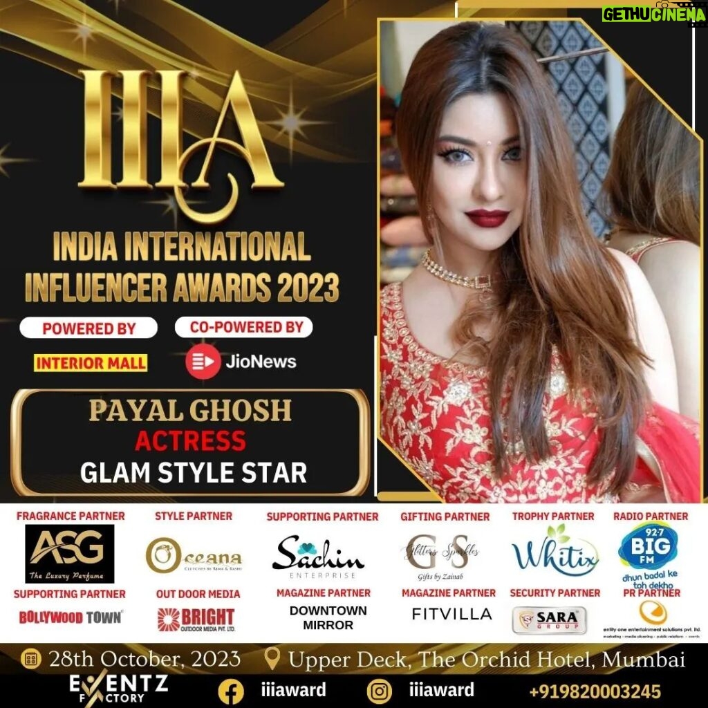 Payal Ghosh Instagram - The Most Awaited Award Show is back !! IIIA 2023 co powered by #jionews radio partner 92.7 #bigfm INDIA INTERNATIONAL INFLUENCER AWARDS 28th October 2023, Mumbai Nominations are invited from #businessman #entrepreneur #brands #startup #health & wellness #education #coaching #designer #makeupartist #builders #developers #realestate #ngo #ceo #director #proprietor #iiia #iiiaward #iiiawards #india #international #influencer #award #awards #kunalthakkar #eventzfactory #payalghosh #payal The Orchid Five Star Ecotel Hotel, Mumbai