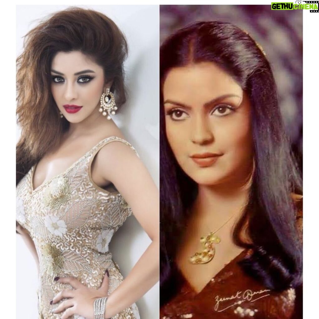 Payal Ghosh Instagram - Have been offered a character inspired by Zeenat Amanji” Vibe by @rajeevcreations for his next shaque - the doubt and I am going to leave no stone unturned to bring in my absolute best to portray it with conviction. After all it’s inspired by this living legend Zeenat Aman ji and also looking forward for the recreation of #dummarodum 🖤🖤 #payalghosh #shaquethedoubt