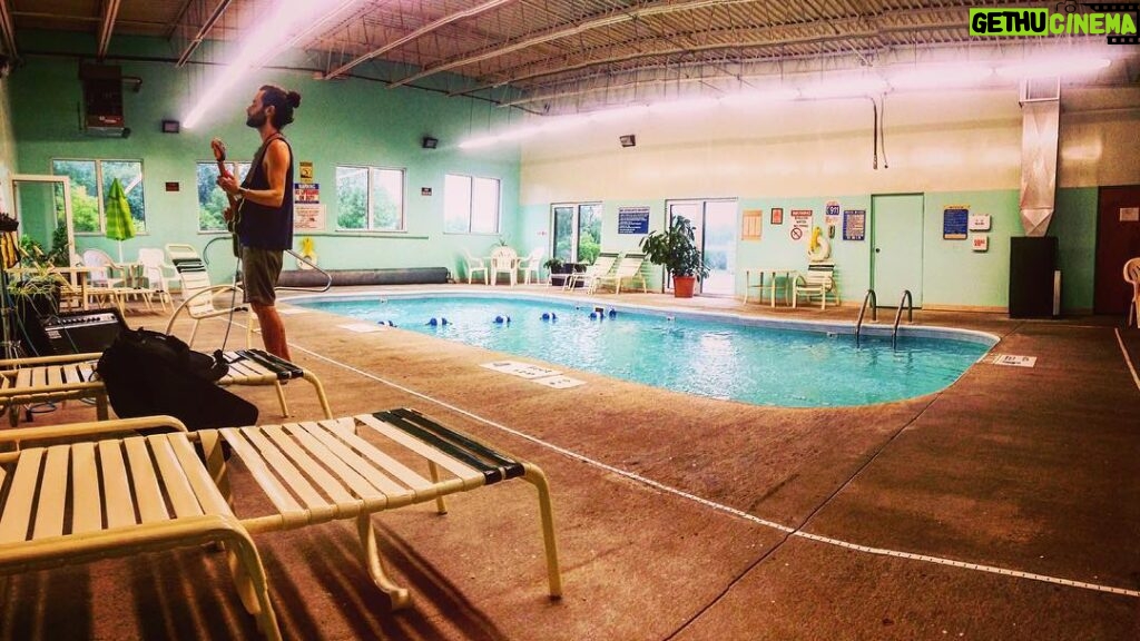Penn Badgley Instagram - Pool room rehearsal in a Plattsburgh, NY Super 8 w/ @mtali_shaka . Super 8 Plattsburgh