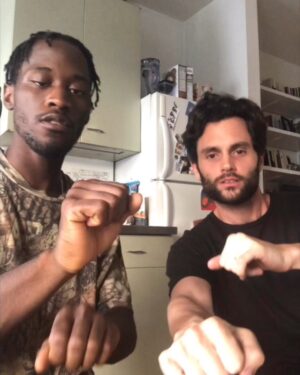 Penn Badgley Instagram - @kris.yute and me dancing to his song “I Did It.” Check it out on all platforms. It’s a jam 🚯🔊