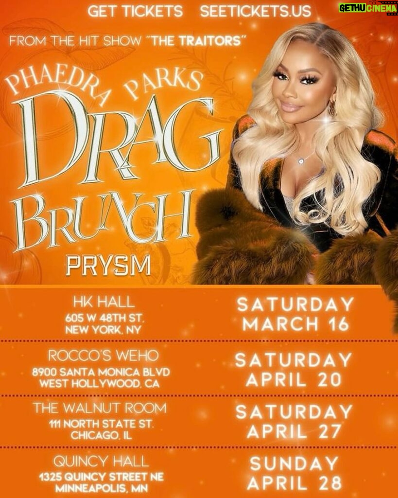 Phaedra Parks Instagram - #TOUR #ALERT‼️ I can’t wait to meet all my traitors and faithfuls out on the road - which city will I see you in? #NYC #LA #Chicago #MN #TraitorsUS #Traitors 🔪⚔️🗡️ Grab tickets at flipphoneevents.com/phaedra