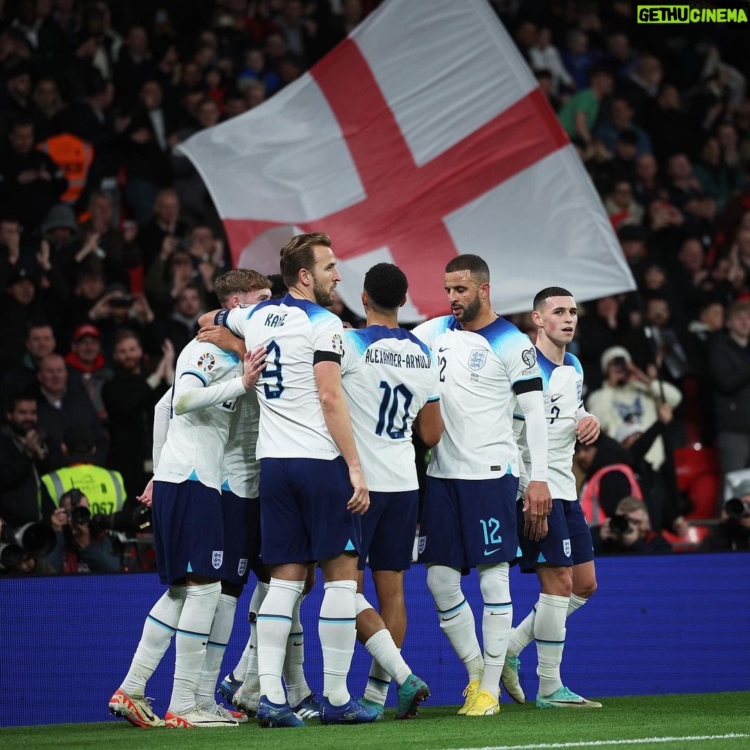 Phil Foden Instagram - Another win at Wembley with a special tribute to Sir Bobby 🏴❤️ Wembley Stadium