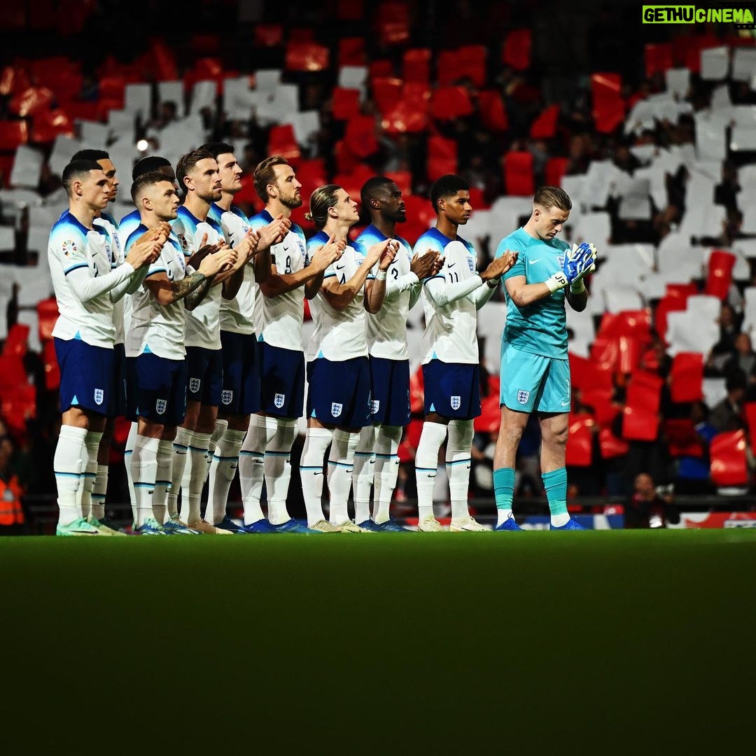 Phil Foden Instagram - Another win at Wembley with a special tribute to Sir Bobby 🏴❤️ Wembley Stadium