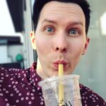 Phil Lester Instagram - I was enjoying my frappe so much my ear started glowing