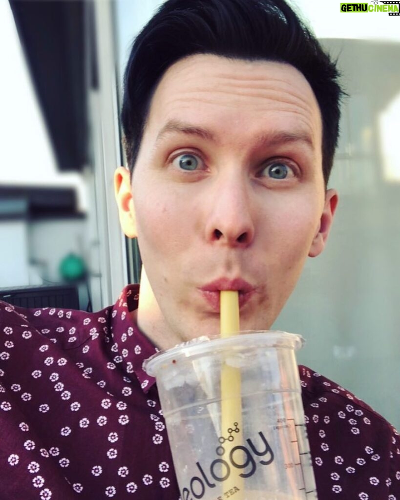 Phil Lester Instagram - I was enjoying my frappe so much my ear started glowing