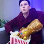 Phil Lester Instagram - #AD - This bowl of popcorn right now “Mr. Phil ..I don’t feel so good.” ..Okay maybe I’m taking my Marvel marathon a little too seriously. It’s been over a year since Endgame and as a fan I’m on a super superhero spree - but if you’re new to the Marvel Cinematic Universe and don’t yet get the 9000 amazing memes - GOOD NEWS as the best of Marvel is assembled on #DisneyPlusUK! So what are you waiting for?! Thanks to @DisneyPlusUK #Marvel (I’m never taking this Cap suit off)
