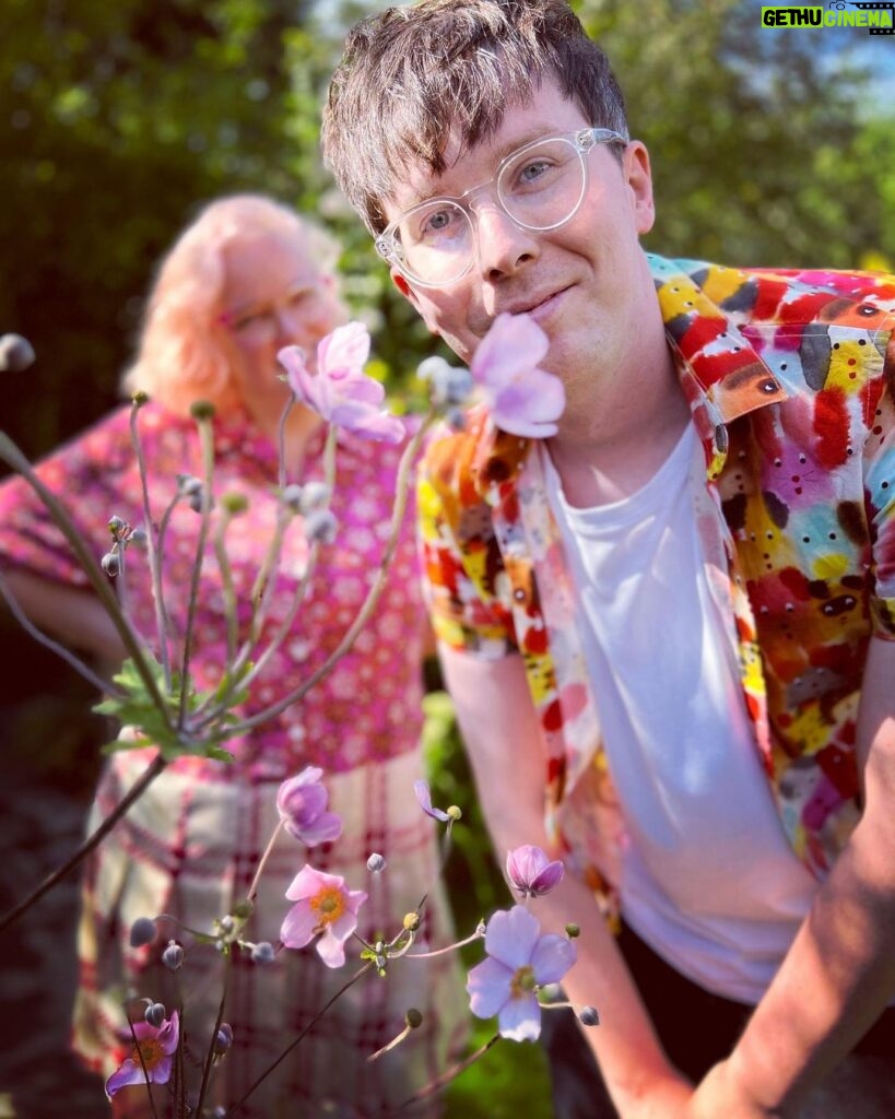 Phil Lester Instagram - inhaling some nature (bryony made this shirt with some fabric we saw in japan!!)