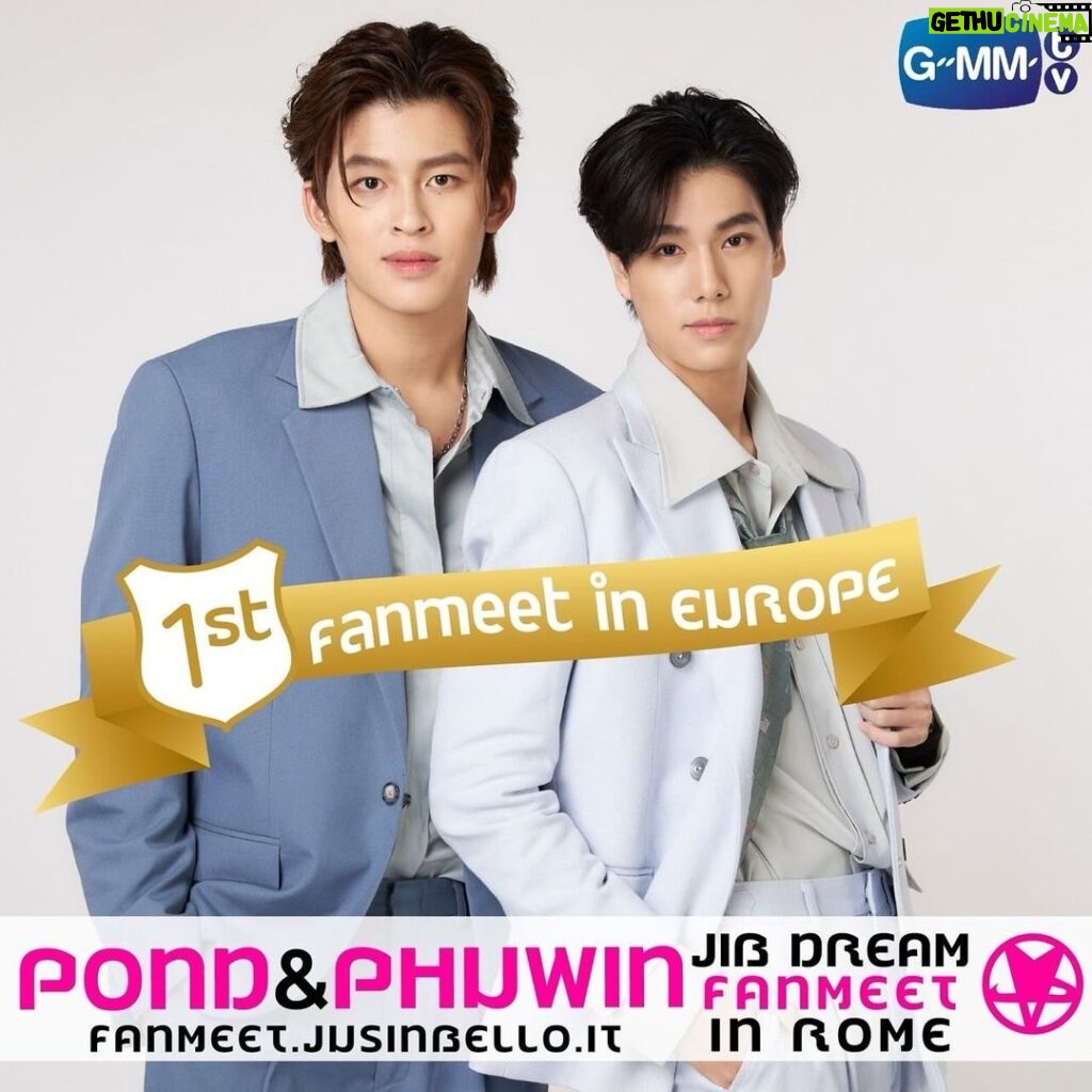 Phuwin Tangsakyuen Instagram - We’re coming to see all you in Europe! So please join us in Rome for JIB Dream Fanmeet August 3rd 2024 See you there! https://fanmeet.jusinbello.it/it/ #JimmySea1stFMinRome #PondPhuwin1stFMinRome #GMMTV2024 #GMMTV #JIBDreamFanmeet #JIBFameet