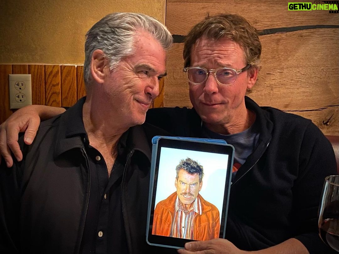 Pierce Brosnan Instagram - “Matador” reunion ! Say no more ! ….Mr. Greg Kinnear, Mr. Sean Furst, Mr. Brian Furst, Mr. Richard Shepard. Say no more! ☘️❤️💥💥💥🎥