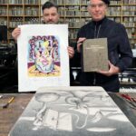 Pierce Brosnan Instagram - I recently had the great pleasure of watching Vladimir Manzhos WAONE from Kyiv, Ukraine create beautiful art work at @idemparis. We worked across from each other for two days and then he gave me his book. I gave him a lithograph of the Jester. © Pierce Brosnan #piercebrosnanart