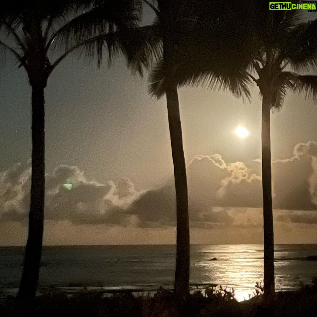 Pierce Brosnan Instagram - Half a moon and just the sound of waves past midnight .
