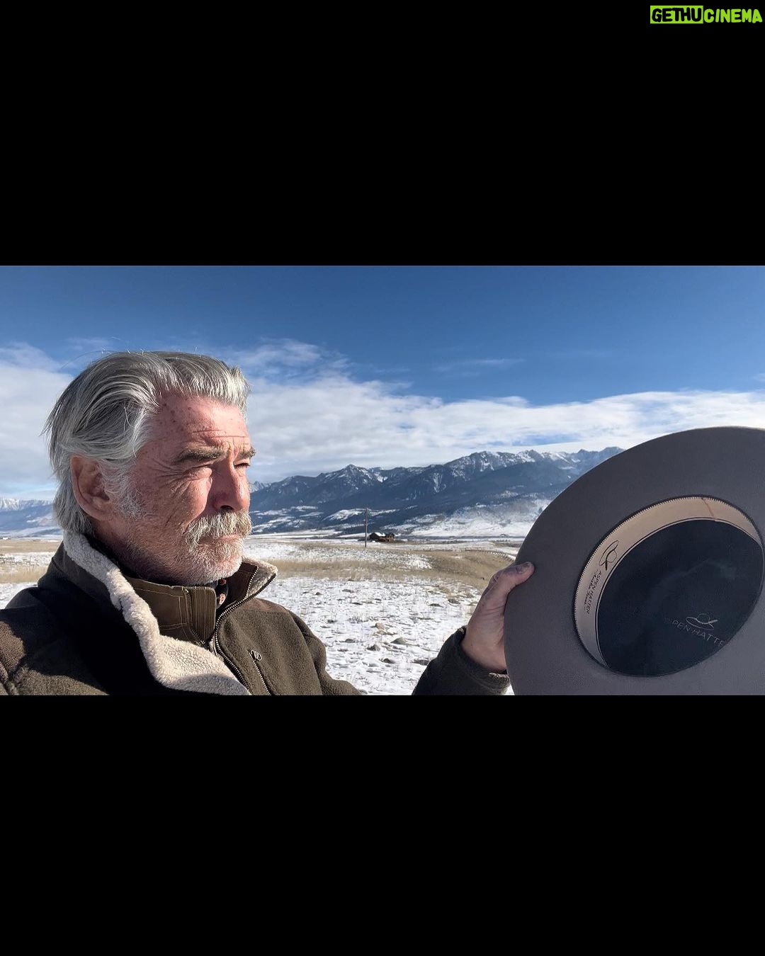 Pierce Brosnan Instagram - A new hat from Aspen Hatter, Austin Texas …making memories in Montana ☘️❤️