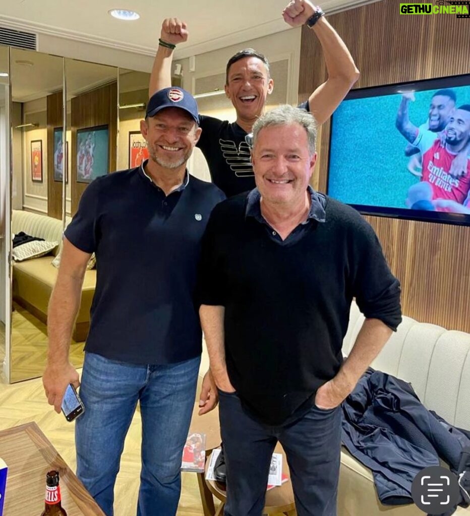 Piers Morgan Instagram - Three sporting legends.. a rugby World Cup winning captain, the greatest jockey of all time.. and the bloke who got Brian Lara out for 0. Arsenal Stadium