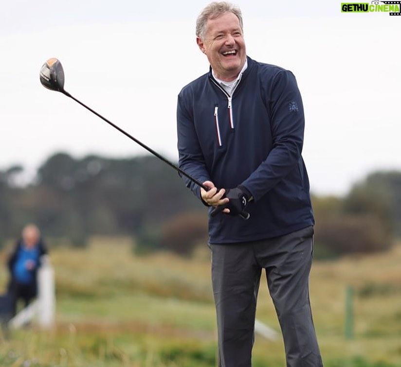 Piers Morgan Instagram - What a fantastic week - again - at the wonderful @dunhilllinks pro-am golf tournament. New friendships made, old ones rekindled, sumptuous hospitality, and the best/worst of Scottish weather to test us out on three of the world’s greatest courses. I loved every second. My heartfelt thanks to Johann Rupert @cutmaker and his wife Gaynor for being the finest of hosts. To my pro @rossfisherpga who couldn’t have been more friendly & supportive even as I shanked it into gorse bushes. To all the Dunhill team and the staff at @carnoustiegolflinks @kingsbarnsgolflinks @thehomeofgolf for their amazing hard work and cheery good humour. To everyone at the Rusacks @marineandlawn which is such a great hotel. And especially to all the spectators who came out to support us, even in diabolical conditions. Just a brilliant week!