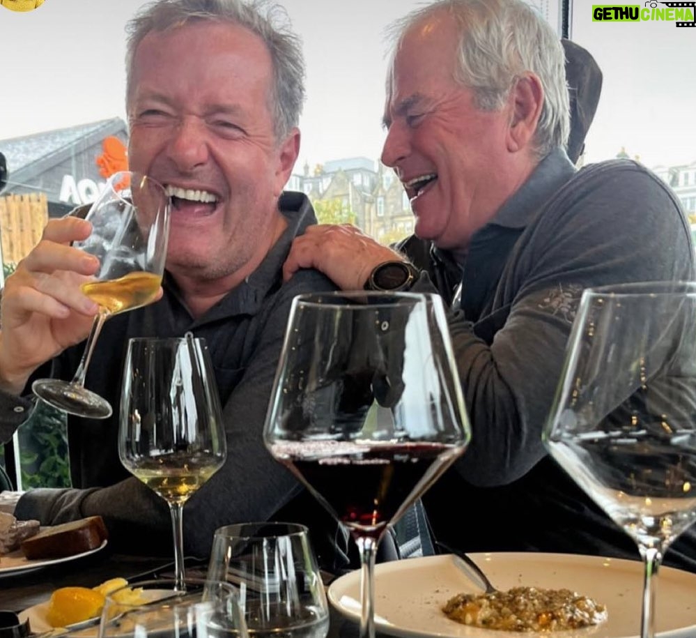 Piers Morgan Instagram - What a fantastic week - again - at the wonderful @dunhilllinks pro-am golf tournament. New friendships made, old ones rekindled, sumptuous hospitality, and the best/worst of Scottish weather to test us out on three of the world’s greatest courses. I loved every second. My heartfelt thanks to Johann Rupert @cutmaker and his wife Gaynor for being the finest of hosts. To my pro @rossfisherpga who couldn’t have been more friendly & supportive even as I shanked it into gorse bushes. To all the Dunhill team and the staff at @carnoustiegolflinks @kingsbarnsgolflinks @thehomeofgolf for their amazing hard work and cheery good humour. To everyone at the Rusacks @marineandlawn which is such a great hotel. And especially to all the spectators who came out to support us, even in diabolical conditions. Just a brilliant week!