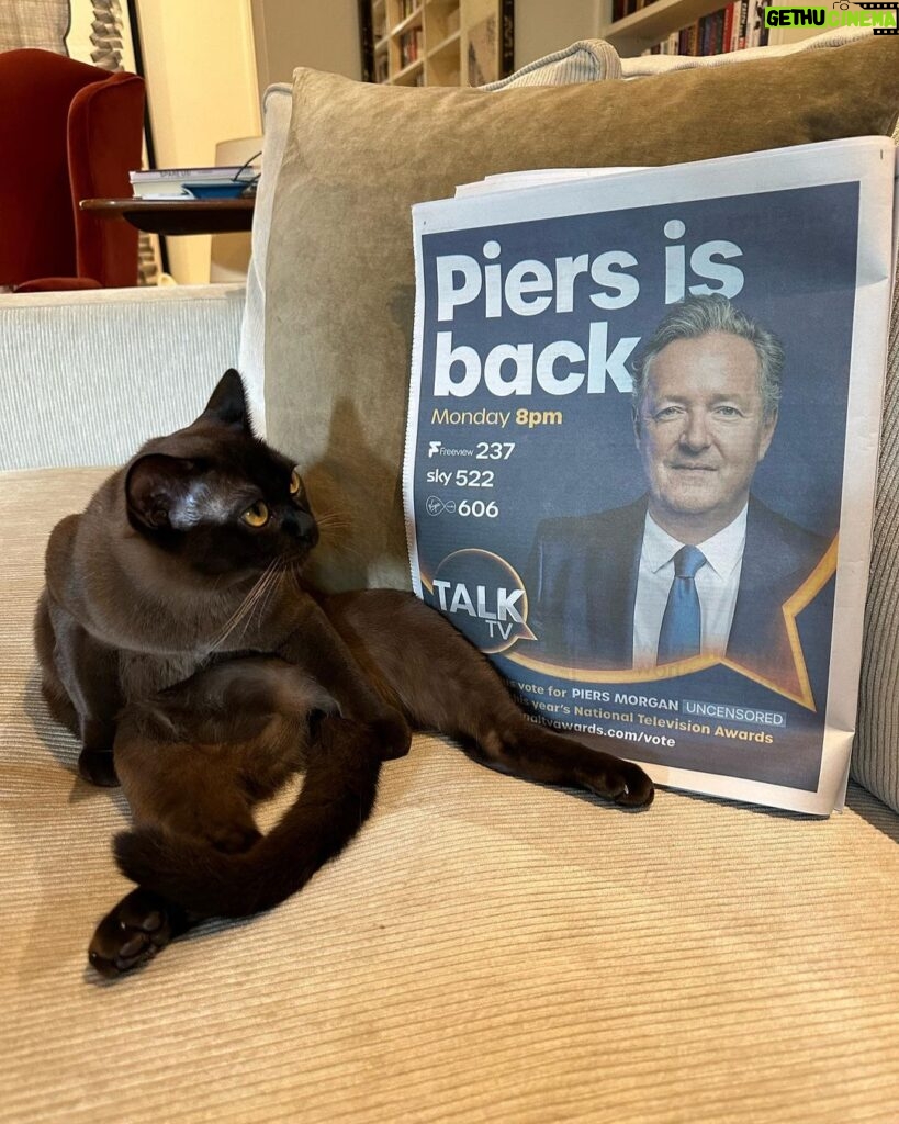 Piers Morgan Instagram - Dennis hasn’t seen me for 5 weeks and can barely contain his excitement at my return. London, United Kingdom