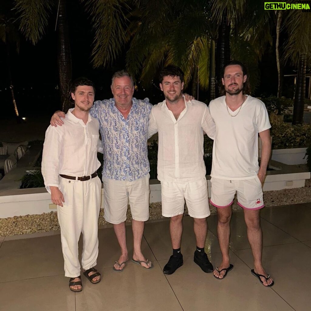 Piers Morgan Instagram - ‘Dad, we won’t be seen dead with you if you wear that bloody shirt to dinner.’ Yet, miraculously, they’re still alive! Jumby Bay Island Resort