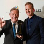 Piers Morgan Instagram - Congrats to @mrdanwalker on the huge honour of presenting me with my big @tricawardsuk ‘Interview of the Year’ trophy yesterday - biggest moment of his career. Grosvenor House Hotel, Park Lane