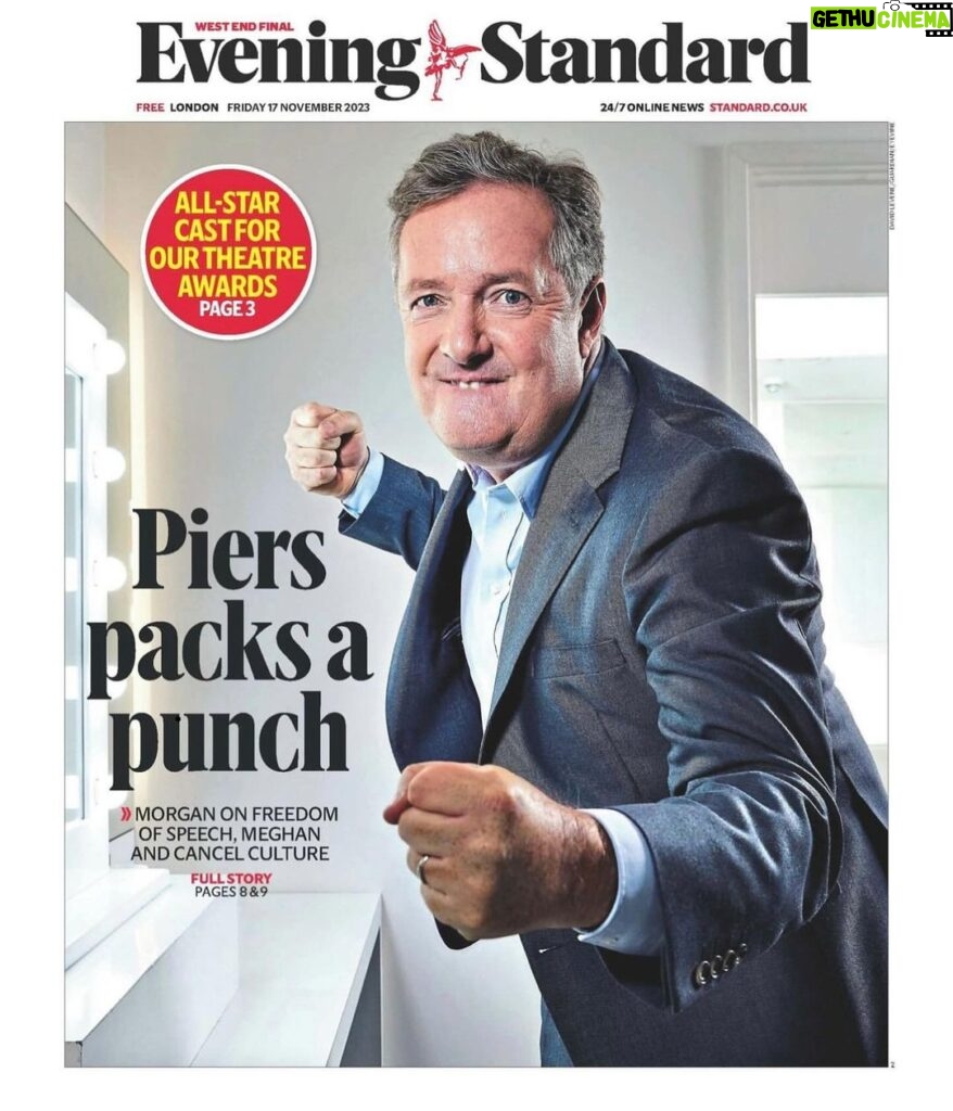 Piers Morgan Instagram - Very powerful front page of London’s biggest newspaper @evening.standard today. 👊🤣 (Thanks for a great interview @dylanjones - fun to have the tables turned)