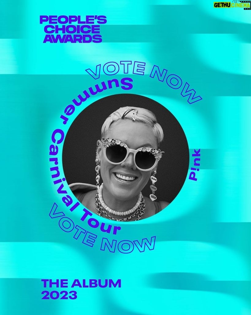 Pink Instagram - SO HAPPY that I’ve been nominated for a @peopleschoice award for Tour of the Year!! 🥳 Vote at the link in my bio and watch live on Feb 18th on NBC, Peacock & E! at 8/7C #PCAs