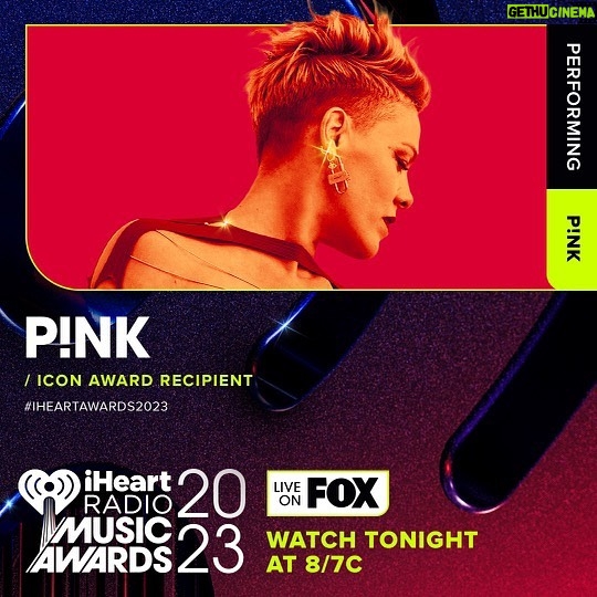 Pink Instagram - TONIGHT I’m taking over the @iHeartRadio Music Awards! Watch the show LIVE on FOX at 8/7c! #iHeartAwards2023