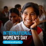 Pink Instagram - Worldwide, nearly 1 in 4 girls between the ages of 15 and 19 are neither employed nor in education or training – compared to 1 in 10 boys. This International #WomensDay, I join @unicefusa in its commitment to #EmbraceEquity and advocate for girls’ rights — so that every girl has the opportunity to become the woman she wants to be. [Image description: A young female student smiles brightly while looking off camera. She wears a red and white school uniform and is surrounded in a classroom by other students. Image text reads, "International Women's Day #EmbraceEquity."]