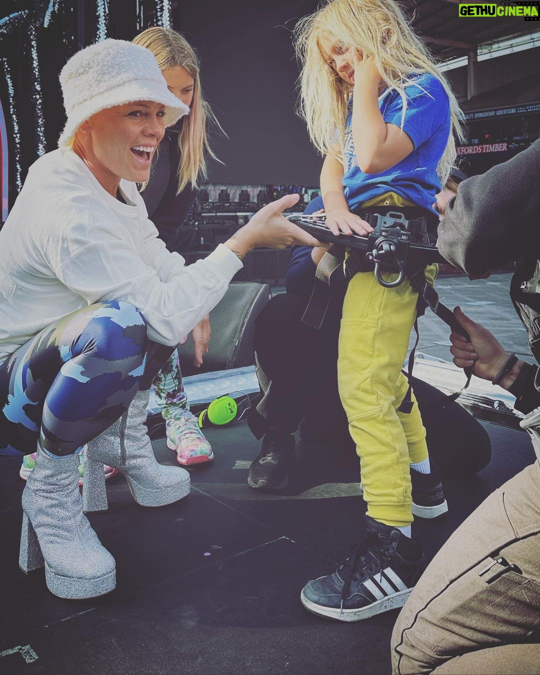 Pink Instagram - Tonight is our final rehearsal- before this woman (me??? Yes, me!!!) sets out to embark on a fantasy feat of a lifetime. 63 stadiums, 3 headlining festivals and 22 more arenas for good measure across the globe…. also making sure I’m at every recital and theatre production and camp drop off necessary for every cog in the machine to be seen lol. I’m not the only performer in this family. As you know, “bigger better faster more” is my motto, and as of today, I am all of that, plus stronger, wiser, more resilient and more ready. And I’ve never been more grateful. I’m grateful for so many things- but as I look at this stage and what went in to making this happen- I will tell you that this crew- is the best and hardest working that ever did it. I ask more of them than they’ve ever been asked. We are doing the impossible. No one does this. So if you see them, wave, smile, and tell them they’re doing an amazing job. I’ve never asked more of this body of mine- and I have to admit- there are a couple of parts of this show I’m not sure I should be doing (you’ll know what I’m talking about very soon) There are only a handful of women that have ever done this- and yes world- I AM ONE OF THEM. Thanks to y’all. Tomorrow we light it up. We get to feel all the feelings we’ve been stuffing down. We get to close our eyes and leave it all behind. We get to scream and cry and laugh and embrace the memories we have all made together and then make some more. It is my honor to be with you and to human alongside you. I love all of you friends out there and I cannot wait to share everything we are together. And no better month to do it in then Pride Month, and the month I became a Mama. Let’s leave it all out there!!!! LETS GOOOOOOOOOOOOOOOO #gobeyou #summercarnival #iabsolutelyloveyou
