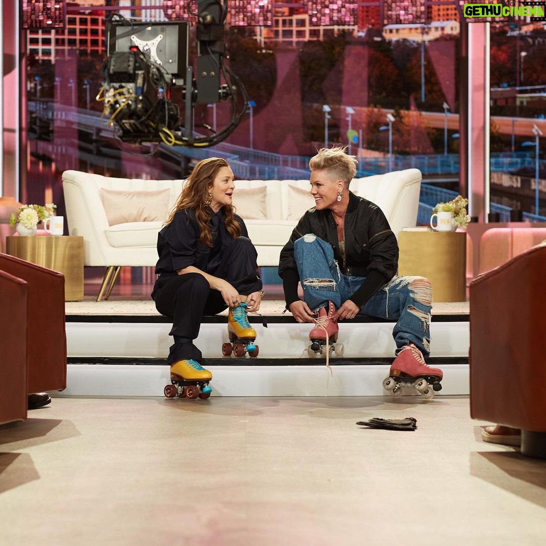 Pink Instagram - Drew is dreamy 💞 I had the best time skating, chatting and laughing together on @thedrewbarrymoreshow #DrewBarrymoreShow #TRUSTFALL