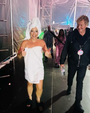 Pink Instagram - Sydney!!!!!! That was a wet one!!!!! Come rain or shine- we are out here. We helped bring a baby into the world, we found a new favorite candy bar- Jamo made his debut, and I outlasted my entire family. Also flashed the crowd on the way back to dressing room. By accident. I think. I’m so happy to be here!!!!!!