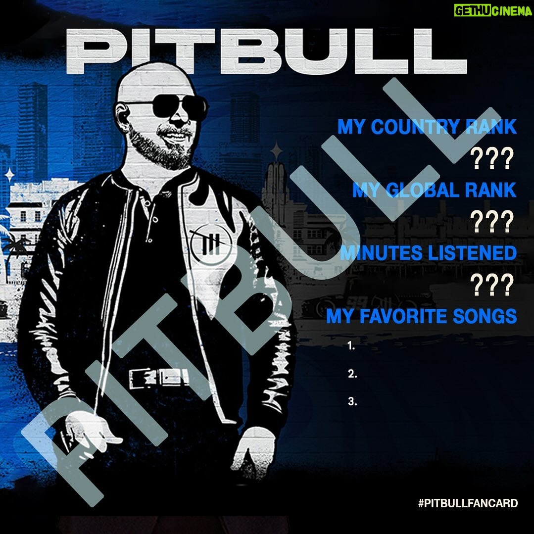 Pitbull Instagram - Wanted: the ultimate Pitbull top fan. Is it you? Get your customized #PitbullFanCard at radi.al/pitbullfancard