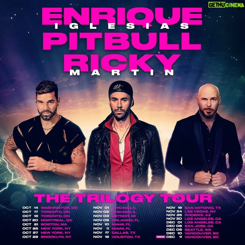 Pitbull Instagram - All tickets are on sale NOW for #TheTrilogyTour. Excited to make history this Fall with @enriqueiglesias and @ricky_martin