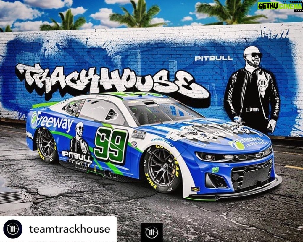 Pitbull Instagram - Repost from @teamtrackhouse 🔁 "Buckle up, @pitbull. @daniel_suarezg bout to take you for a WILD ride in Dover. 😎"