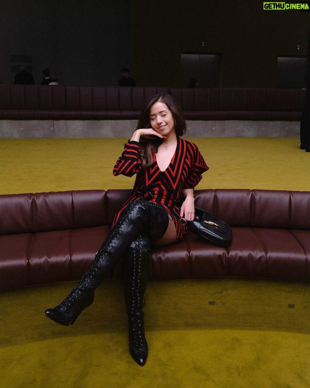 Pokimane Instagram - baby’s first @gucci show 🥹 still can’t wrap my head around the fact that i, just a wee streamer, was flown out to milan, dressed head to toe in gucci & got to experience an amazing show front row 😭 and it all started from staying up too late streaming video games while my mom yelled at me for being too loud 🤫 very grateful for this life & everyone that cares to keep up with me :) much love! 🫶🏻 #GucciFW23 #MFW
