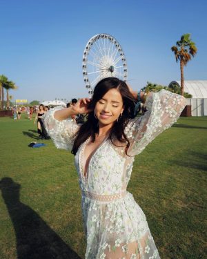 Pokimane Instagram - 1st time at coachella! 🌸⁣
⁣
⁣
⁣
i bought this dress 3 years ago hoping to wear it to “the next” coachella.. so it feels surreal to finally be here, experiencing it with so many friends, and meeting so many of y’all too ❤️ let’s be grateful we made it through so many difficult months, a whole pandemic, and let’s make some happy memories! ☺️