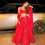 Pooja Hegde Instagram – Red riding hood 💋👠🍎🚨 #weddingseason Mangalore,Karnataka