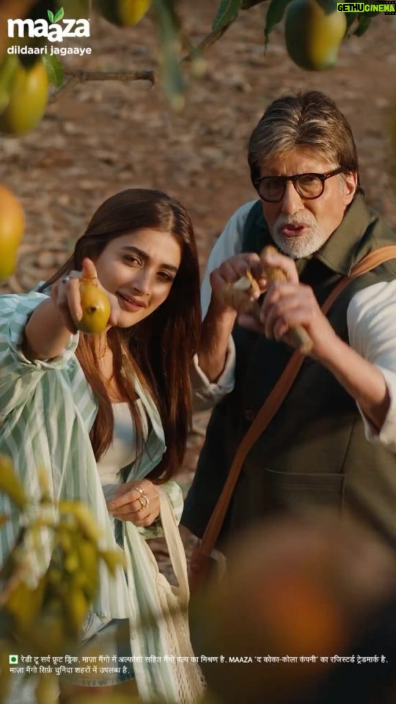 Pooja Hegde Instagram - #Ad Filled with real alphonso and juicy mangoes, Maaza fills your heart and makes you dildaar. The proof? Pinto the farmer. Watch now. #Maaza #DildaariJagaye