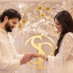 Pooja Sawant Instagram - Blessed 💫💍🧿 My outfit by @rajgharana.rg Siddhesh’s outfit by @shiledar_ethnics Jewellery by @kalyanjewellers_official 💫 Photography by @p16studios @prathmeshrangolephotography Make up by @vrushti_harkare Hair by @devendra.pushpa Event manager @bhagatamol