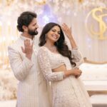 Pooja Sawant Instagram - Blessed 💫💍🧿 My outfit by @rajgharana.rg Siddhesh’s outfit by @shiledar_ethnics Jewellery by @kalyanjewellers_official 💫 Photography by @p16studios @prathmeshrangolephotography Make up by @vrushti_harkare Hair by @devendra.pushpa Event manager @bhagatamol