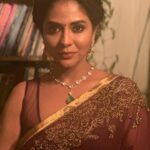 Poornima Indrajith Instagram - Drape : @pranaahbypoornimaindrajith Jewellery : @lohamcochin HMU : @jijeeshmakeupartist
