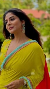 Poornima Indrajith Instagram - Main character moment ✨ Wardrobe : @pranaahbypoornimaindrajith Jewellery: @pureallure.in Video courtesy : @signature_by_jagan HMU : @amal_ajithkumar