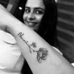Prachi Tehlan Instagram - I GOT INKED 🫶🏻 Despite my initial hesitations about getting inked, I knew that if I ever did, it had to be for someone truly special. My Nani’s strength and inspiration have guided me since childhood, so it was only fitting that my first tattoo be dedicated to her. The ‘Nani’ inscription blooms into a beautiful purple flower - her favorite color, symbolizing the roots she planted and nurtured among her children and grandchildren. A tribute to a remarkable woman who will forever be the heart of our family garden. 💜🌸 Thank you @stinger_tattoos 🥰 AJ you are sweetheart! You didn’t just gave me a perfect memory but also a Beautiful friend in you. Thank you for being the best 🎈 #TattooTribute #NeverForget @celebrityarkmanagement @reubenellisfilms Stinger Tattoos